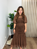 Polka Dot Ruched Maxi Dress